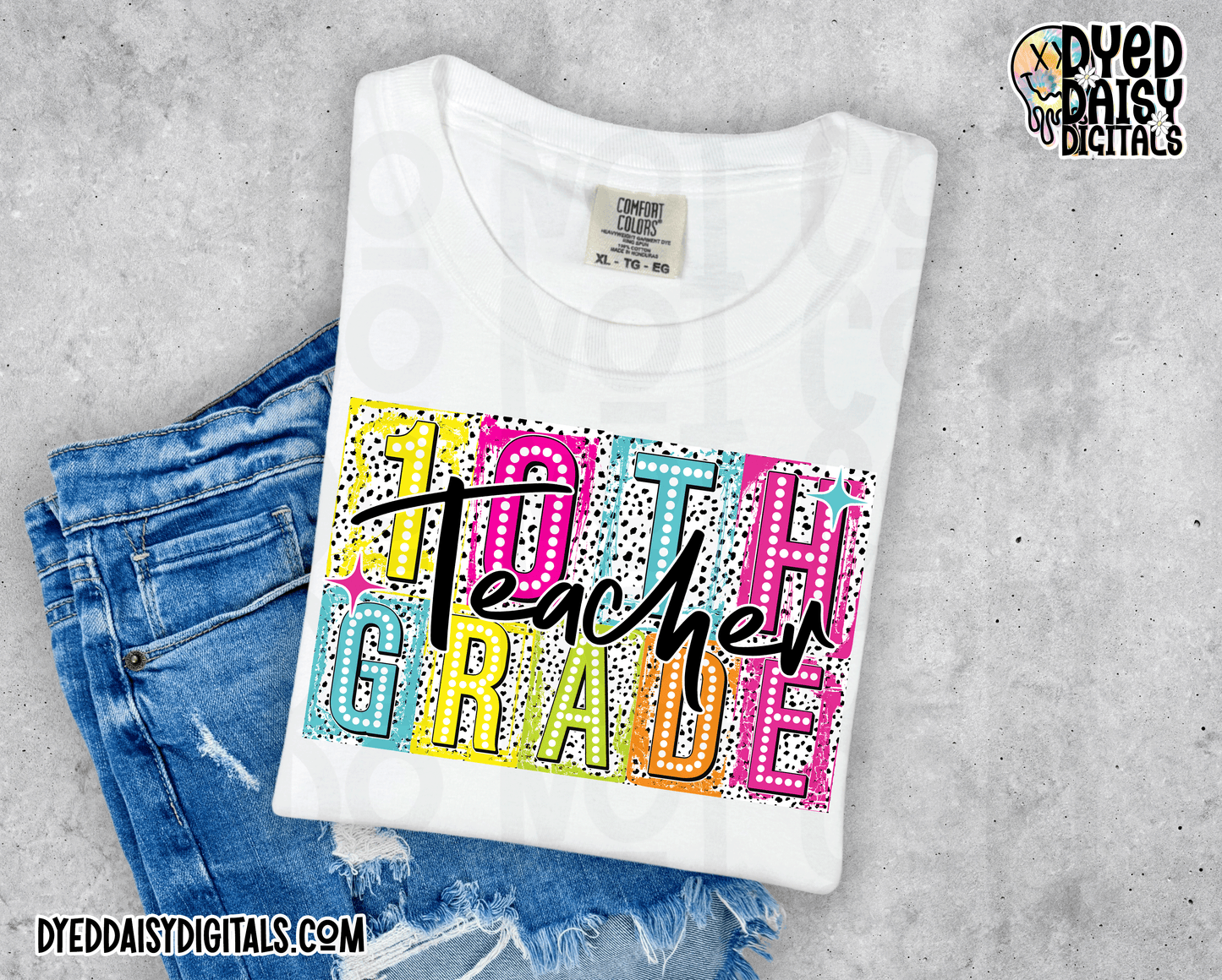 Boxy Neon 10th Grade Teacher - Digital Download