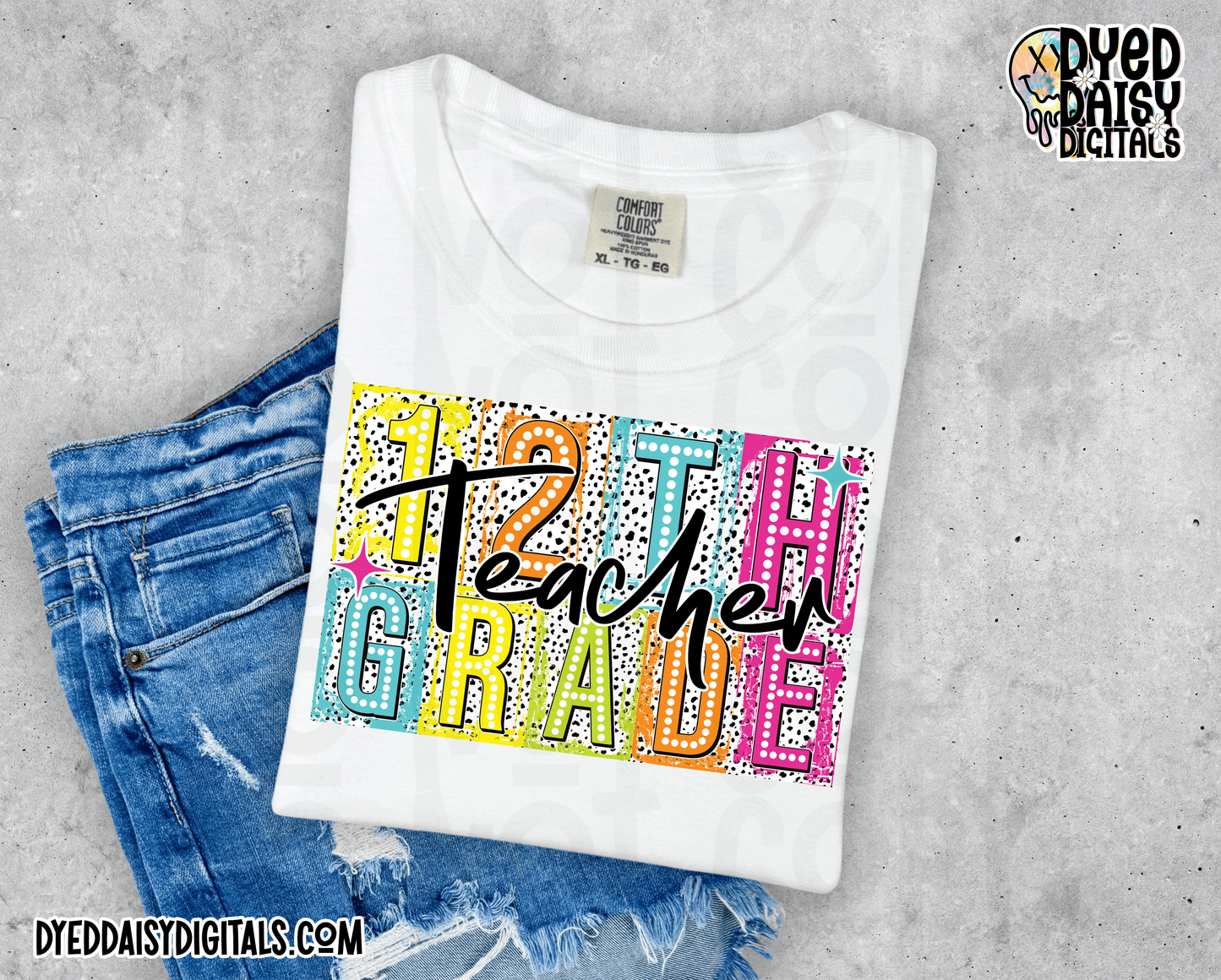 Boxy Neon 12th Grade Teacher - Digital Download
