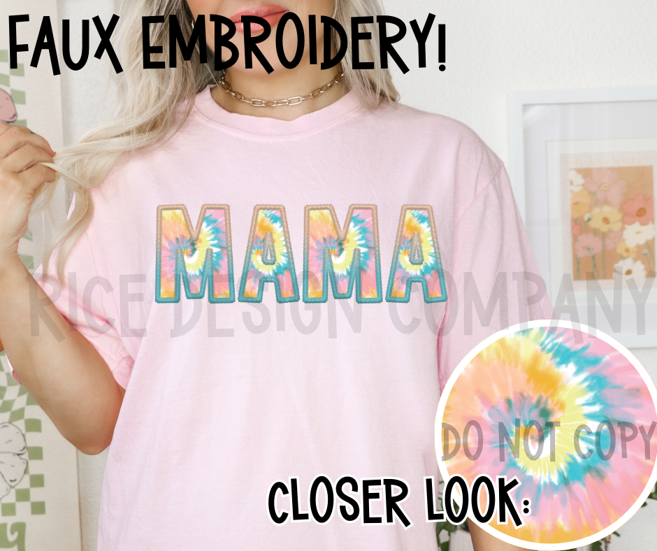 Rainbow Spiral Faux Embroidery MAMA- Digital Download
