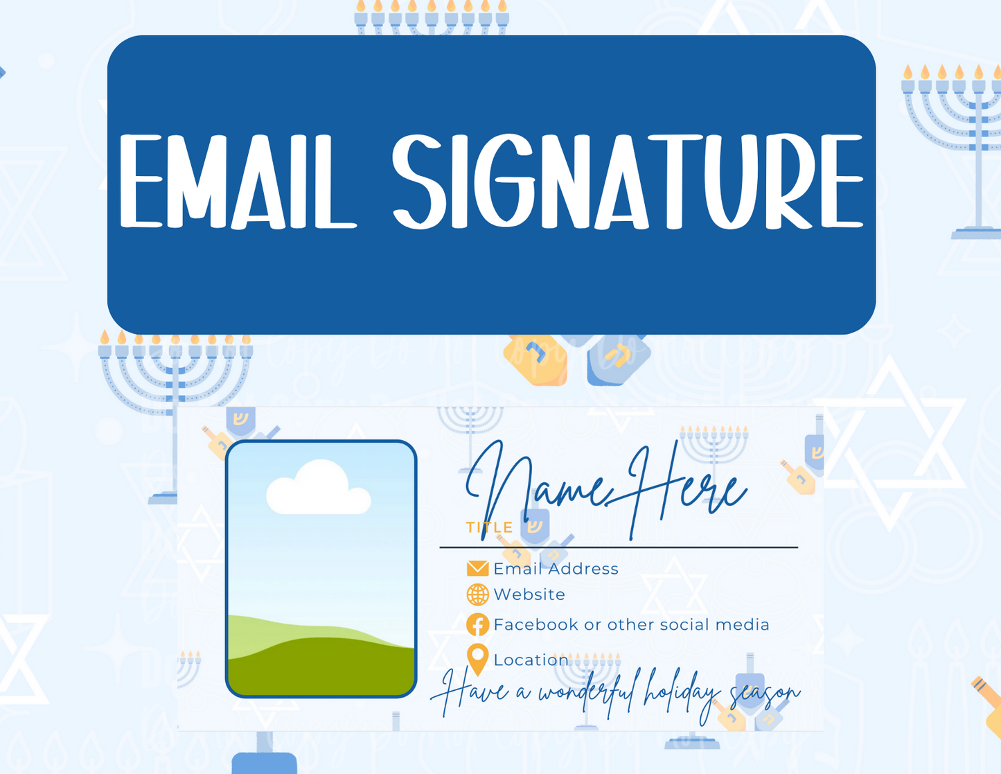 Hanukkah Email Signature Canva Template - MUST HAVE CANVA