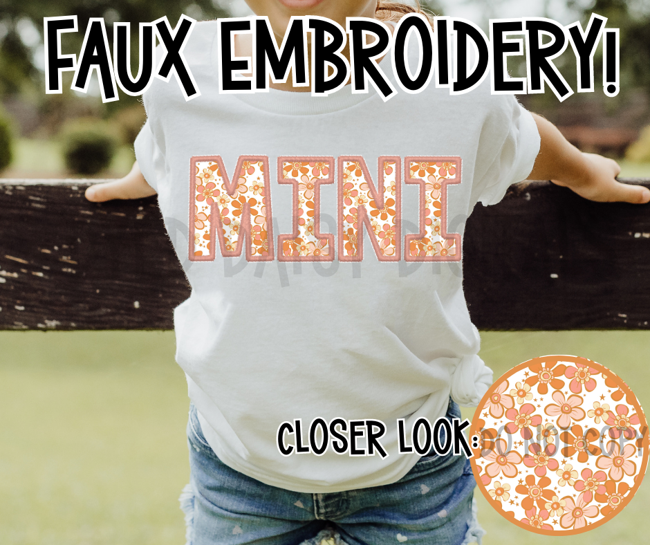 Retro Daisy Faux Embroidery MINI - Digital Download