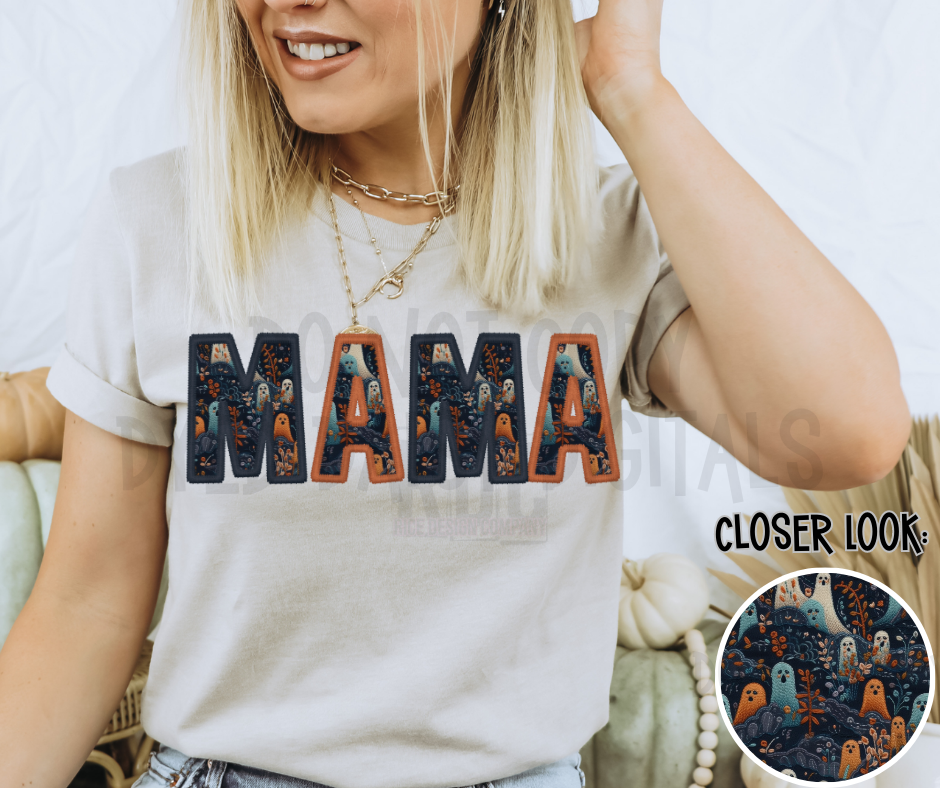 Mama Halloween Ghost Faux Embroidery - Digital Download
