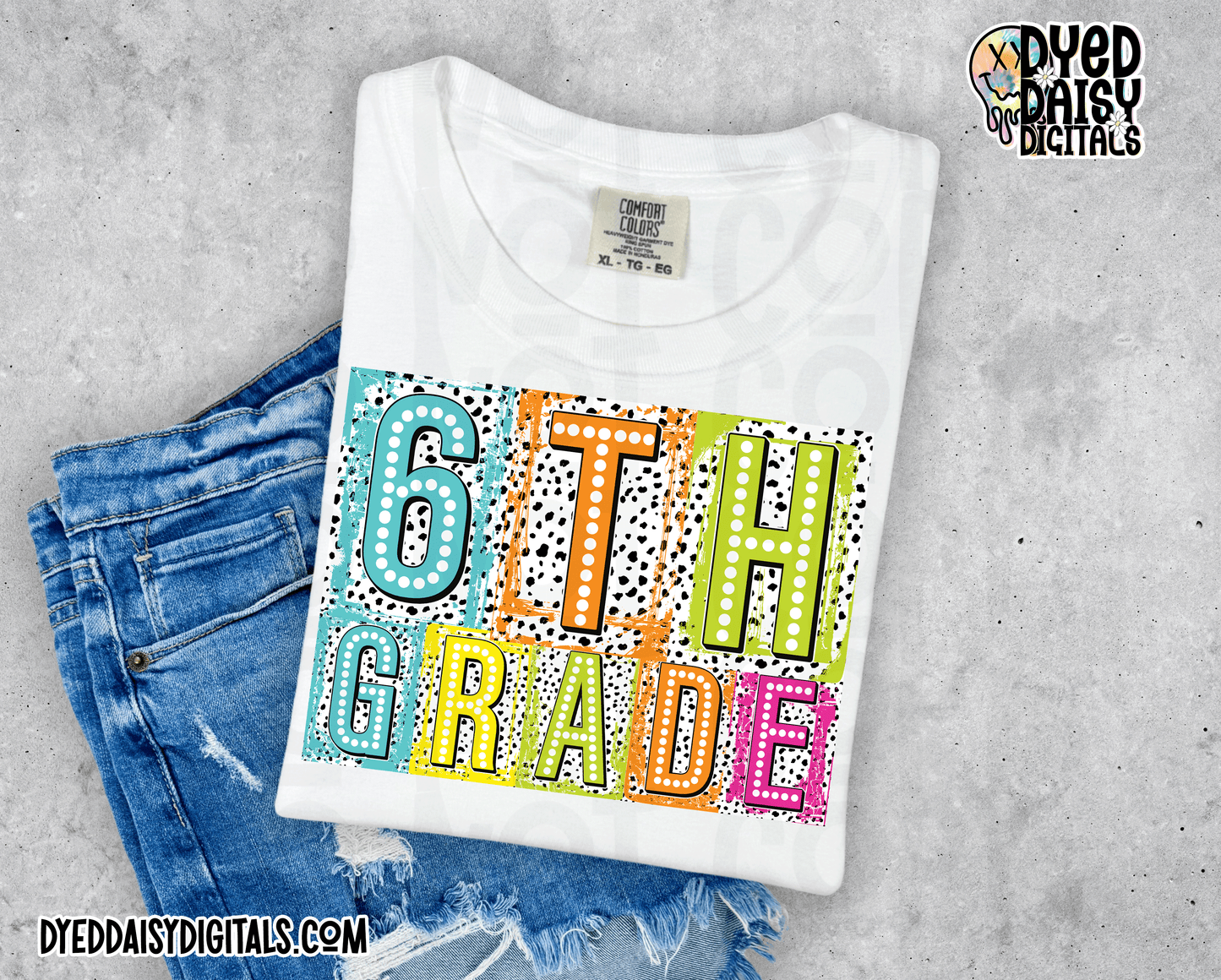 Boxy Neon 6th Grade - Digital Download