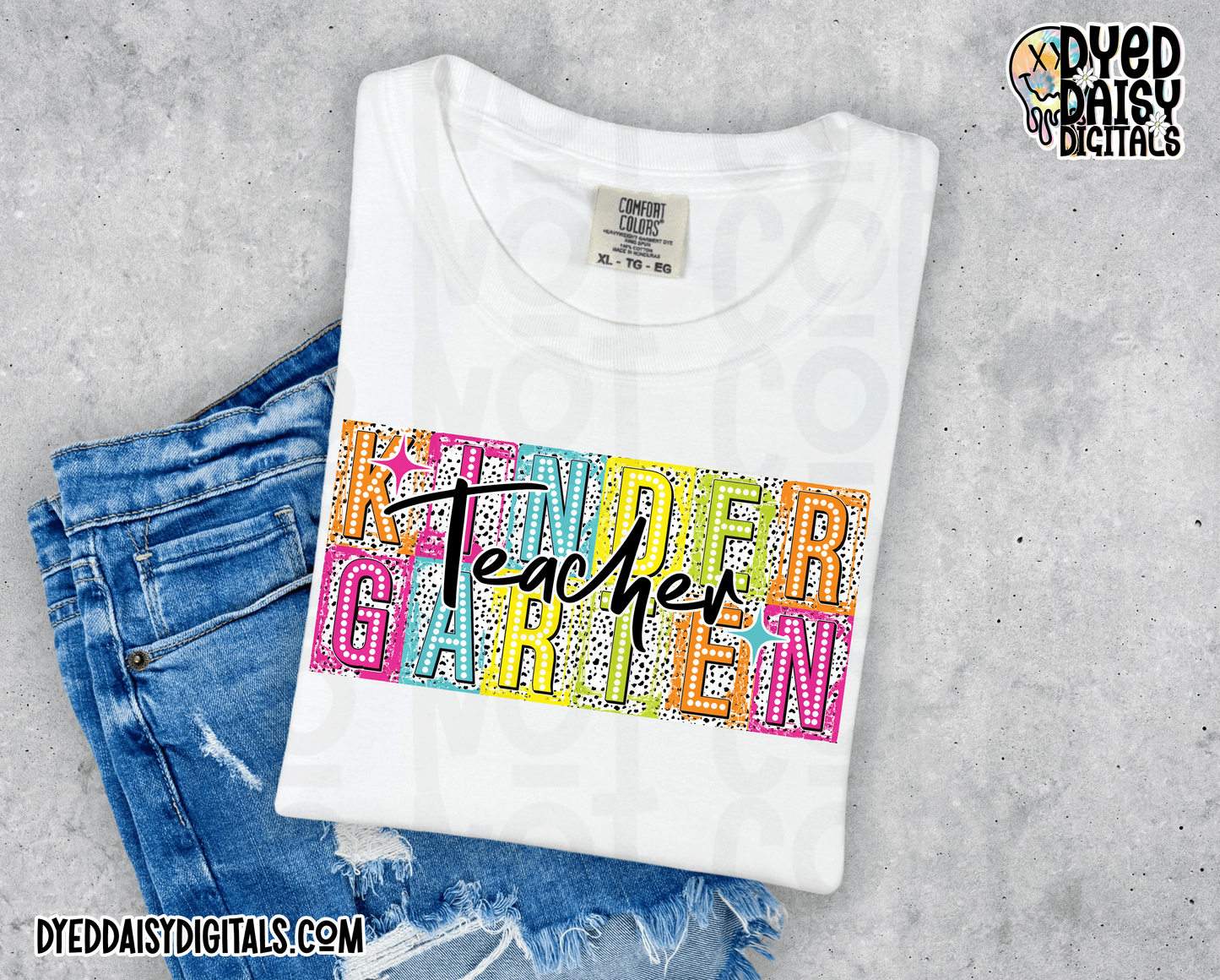 Boxy Neon Kindergarten Teacher - Digital Download