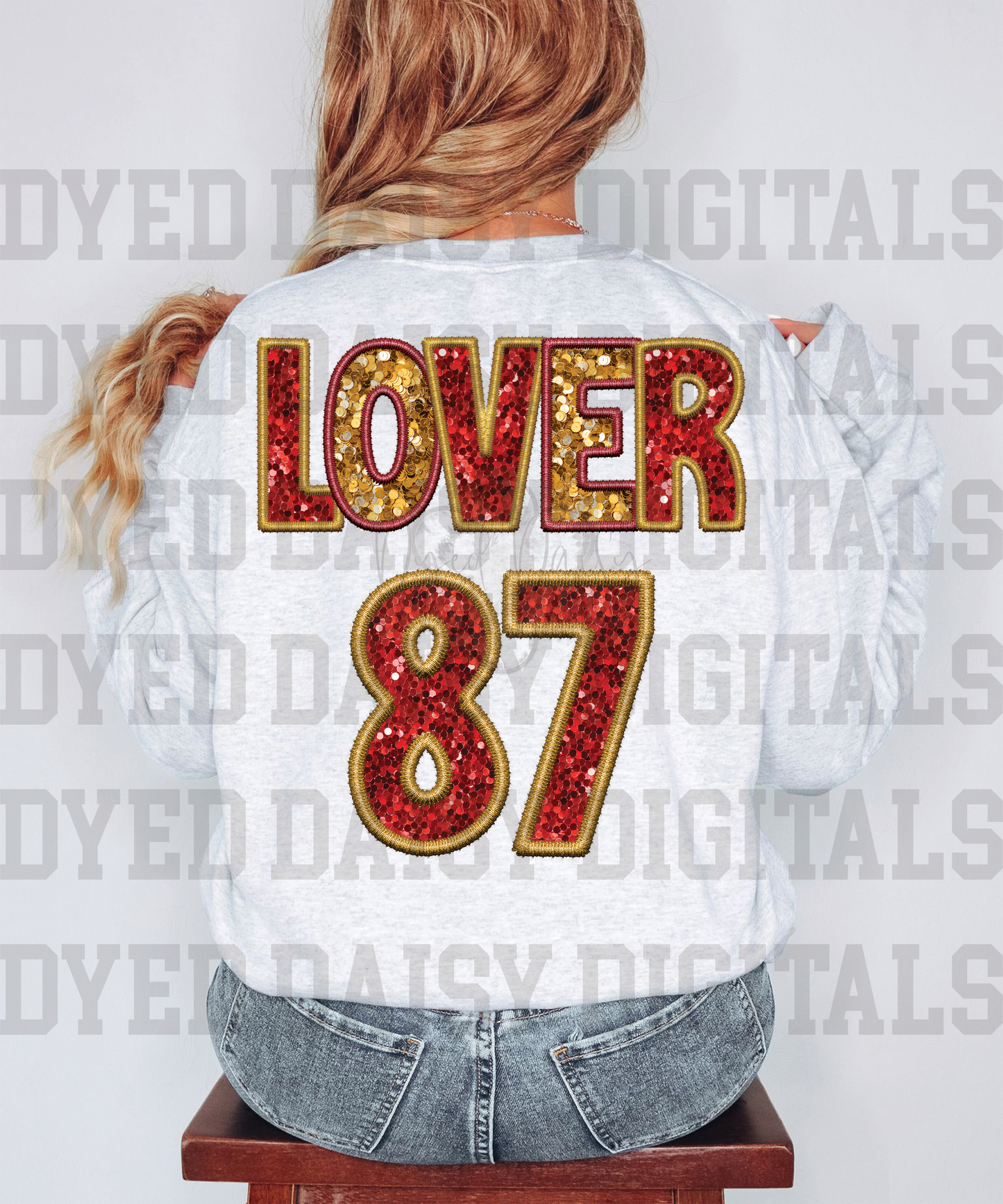 Lover (number sold separately) Faux Sequin Faux Embroidery Digital Download
