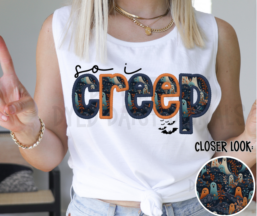 So I Creep - Dark Ghost Faux Embroidery - Digital Download