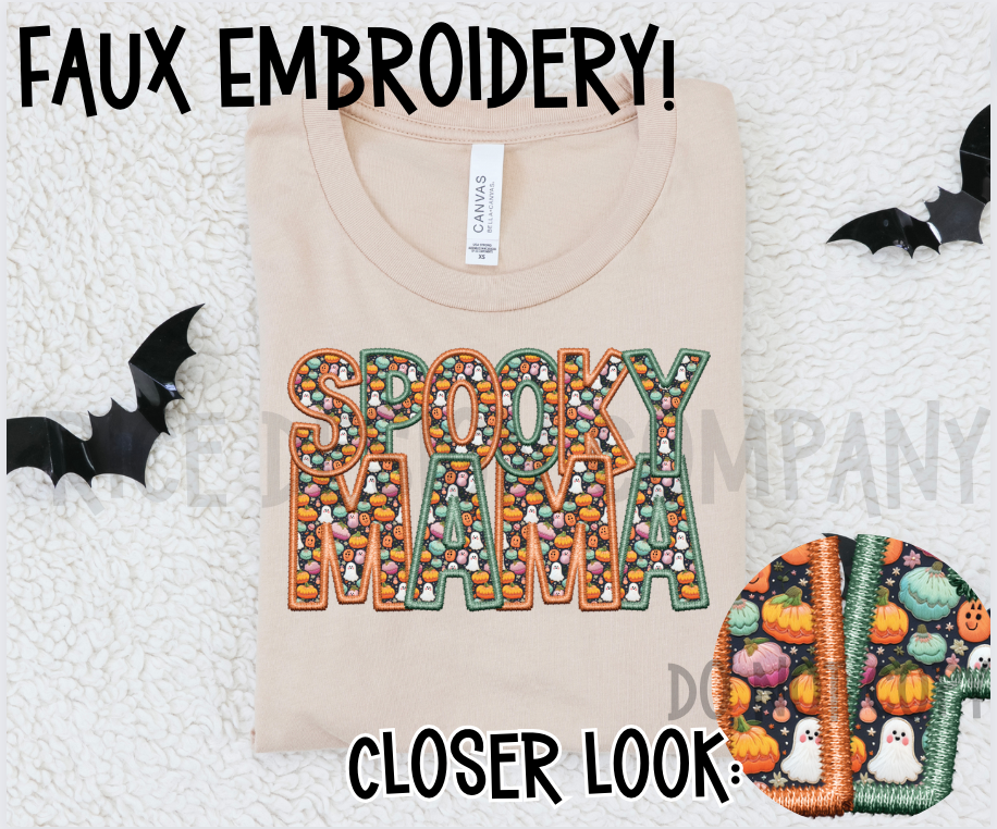 Spooky Mama Cutest Ghost Faux Embroidery- Digital Download