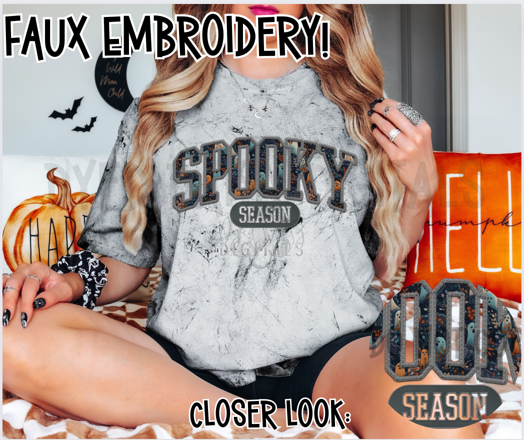 Spooky Season College Style Faux Embroidery Digital Download