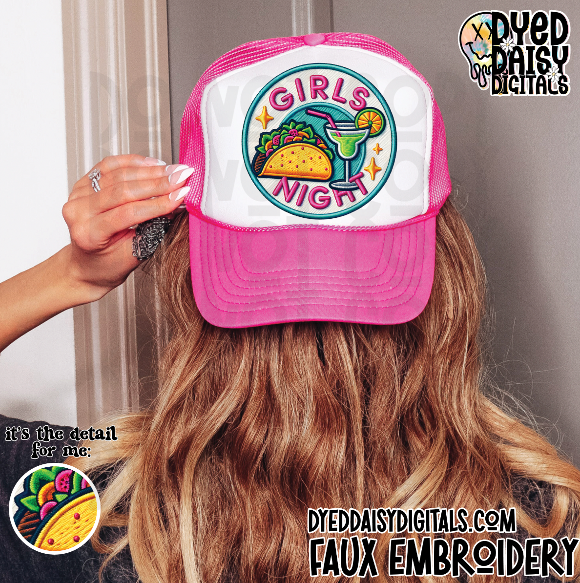 Girls Night Faux Embroidery Patch - Digital Download