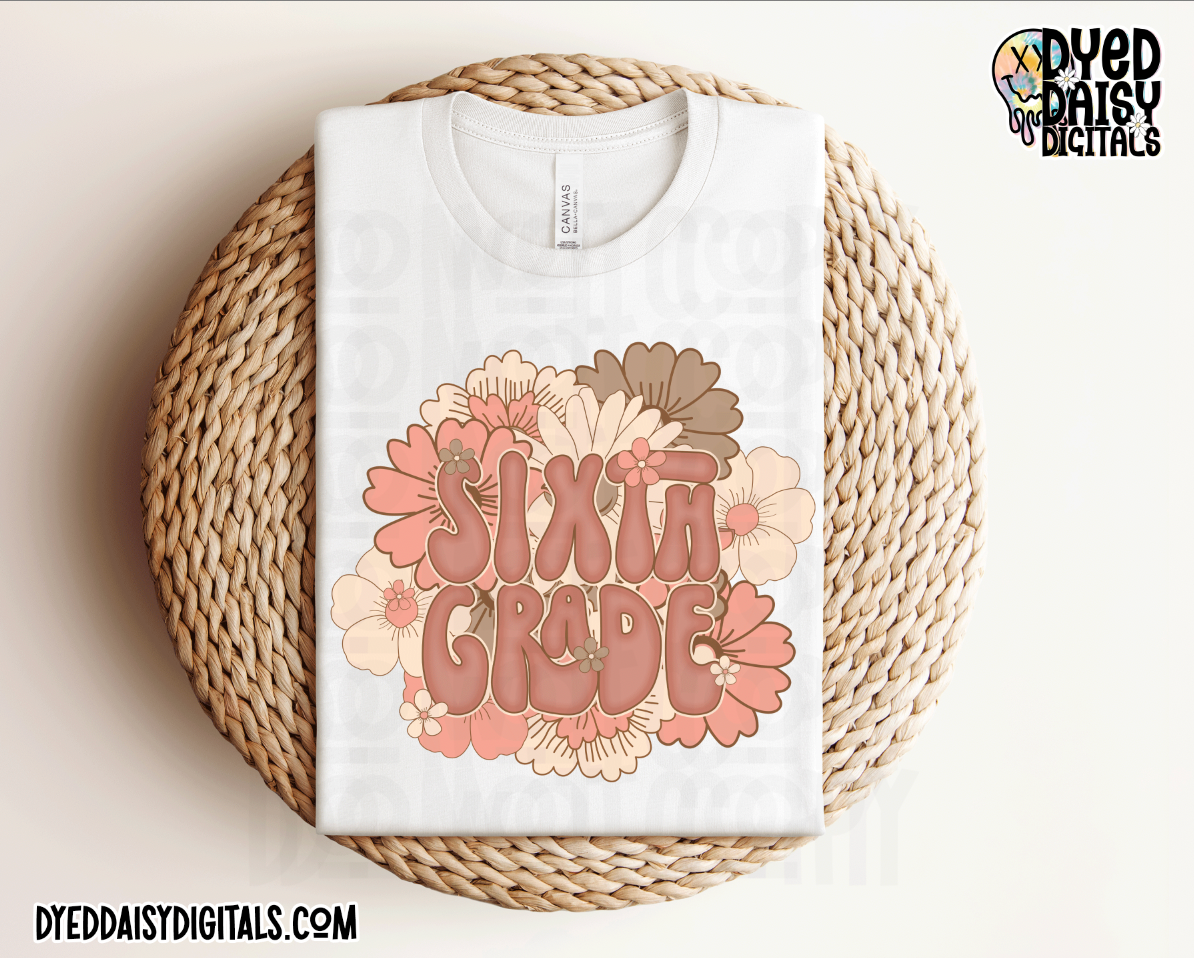 Retro Flowers 6th Grade - Digital Download