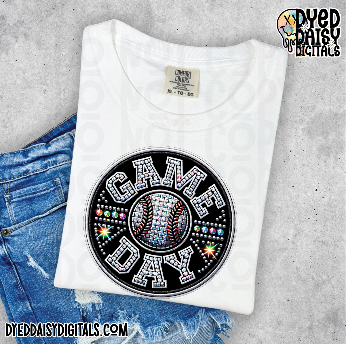 Baseball Game Day - Faux Rhinestone Digital Download