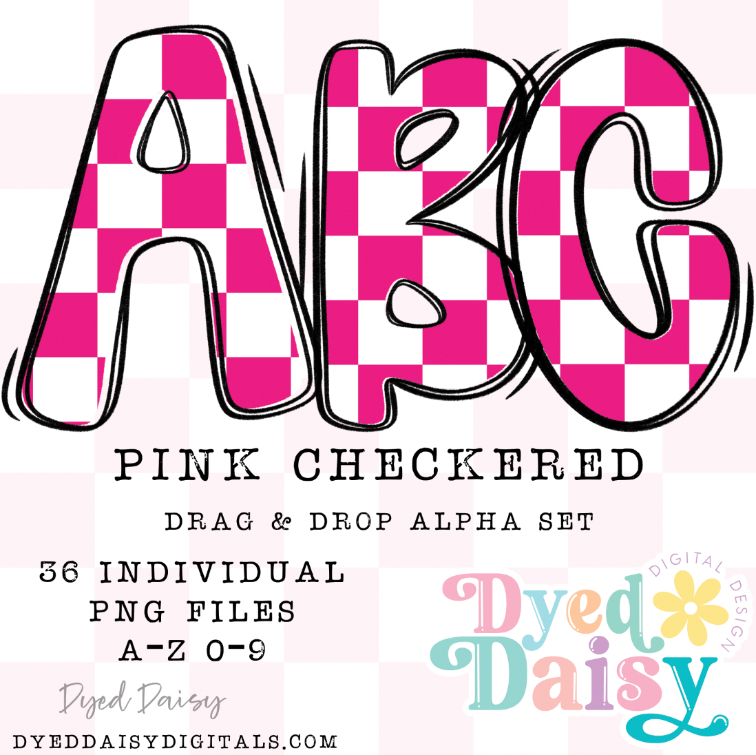 Pink Checks Dots Alpha Set Set Digital Download - 36 PNGs