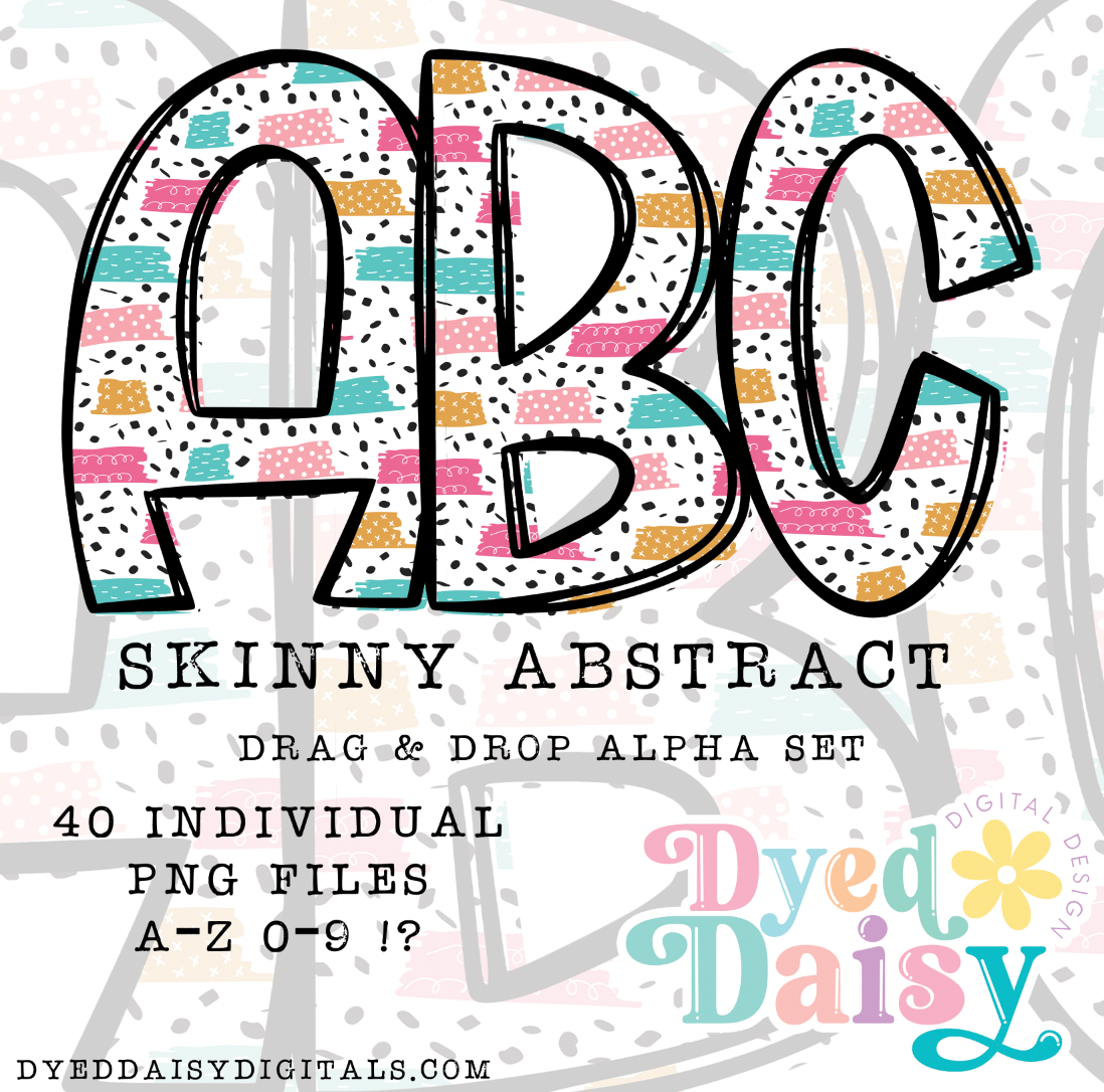 Skinny Abstract Alpha Set Set Digital Download - 40 PNGs