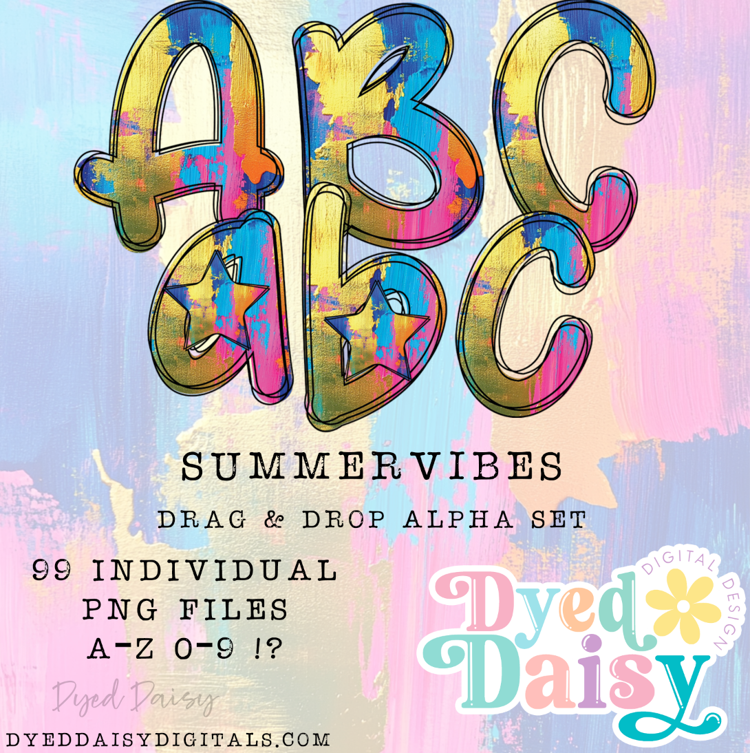 Summer Vibes Alpha Set Set Digital Download - 99 PNGs