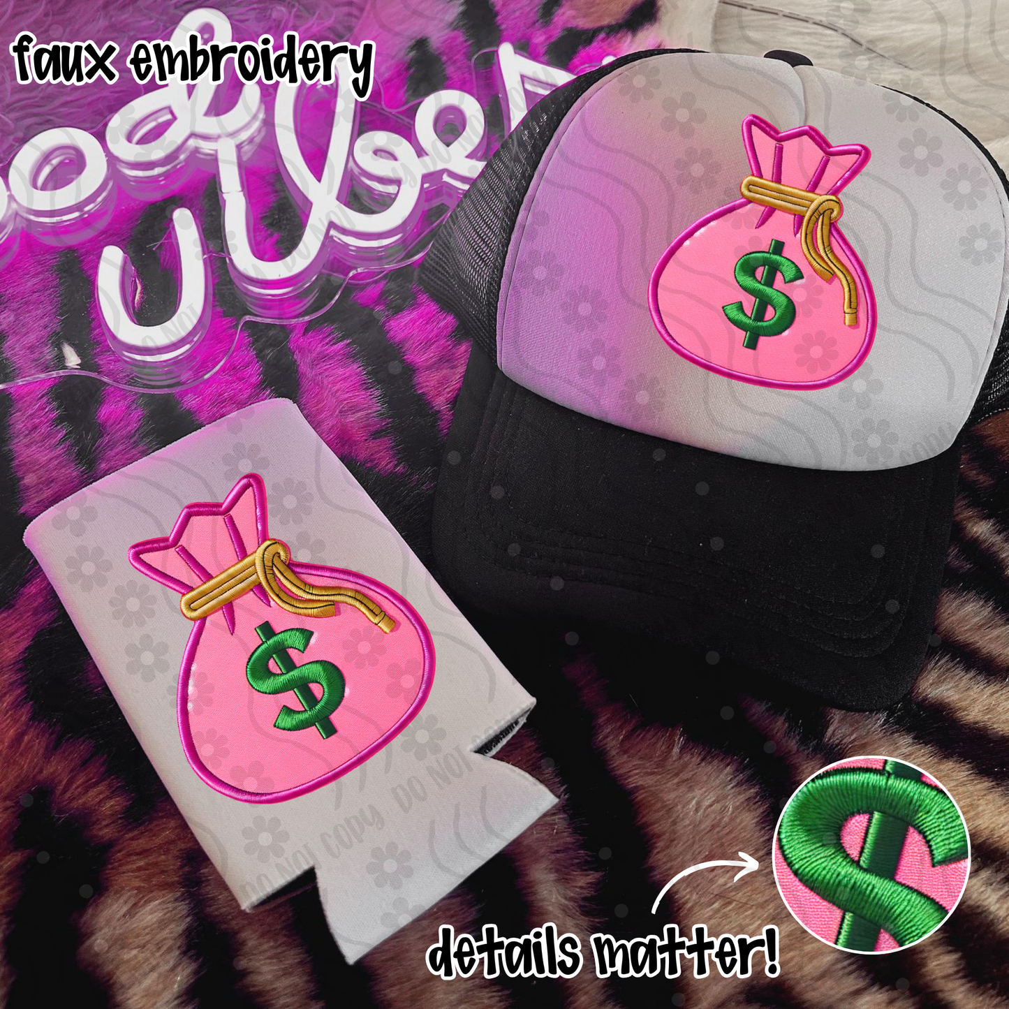 Pink Money Bag Faux Embroidery - Digital Download - July 2025
