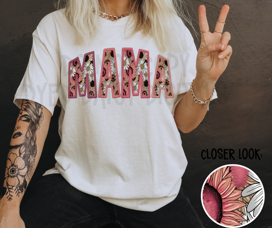 Custom Flower Faux Embroidery Arched MAMA-  Digital Download