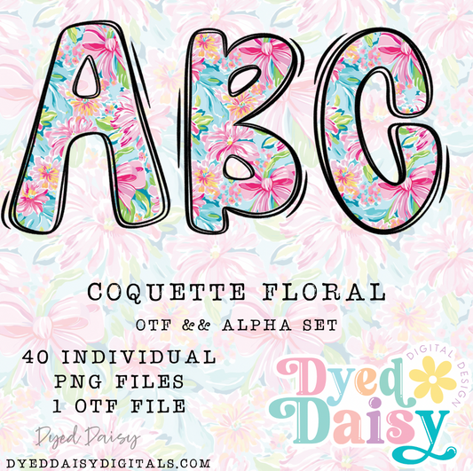 Coquette Florals Alpha Set && OTF Digital Download - 40 PNGs
