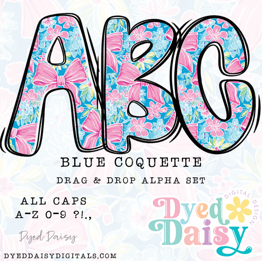 Blue Coquette Alpha Set Set Digital Download - 39 PNGs