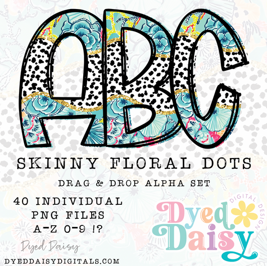 Skinny Floral Dots Alpha Set Set Digital Download - 40 PNGs
