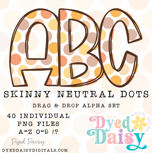 Skinny Retro Dots Alpha Set Set Digital Download - 40 PNGs