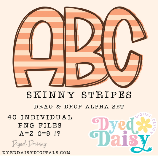 Skinny Stripes Alpha Set Set Digital Download - 40 PNGs