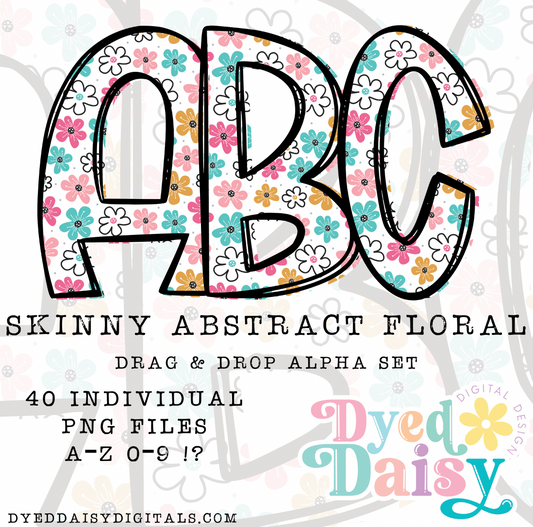 Skinny Floral Alpha Set Set Digital Download - 40 PNGs