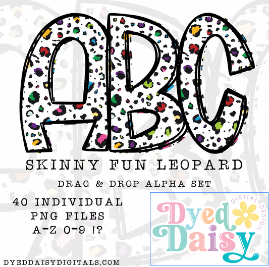 Skinny Fun Leopard Alpha Set Set Digital Download - 40 PNGs