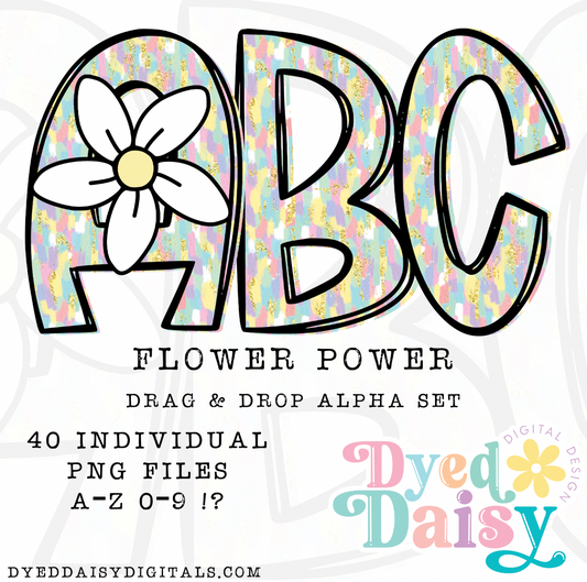 Flower Power Alpha Set Set Digital Download - 40 PNGs
