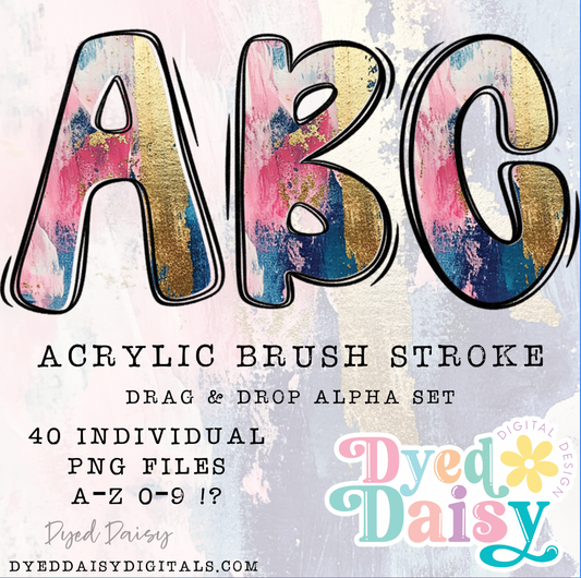 Acrylic Brush Stroke Alpha Set Set Digital Download - 40 PNGs