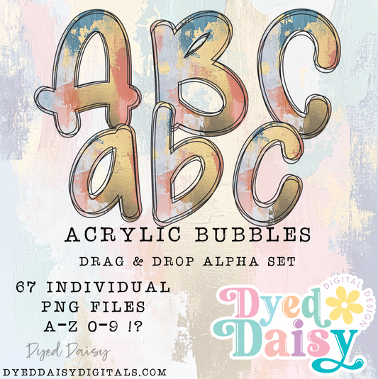 Acrylic Bubble Alpha Set Set Digital Download - 67 PNGs