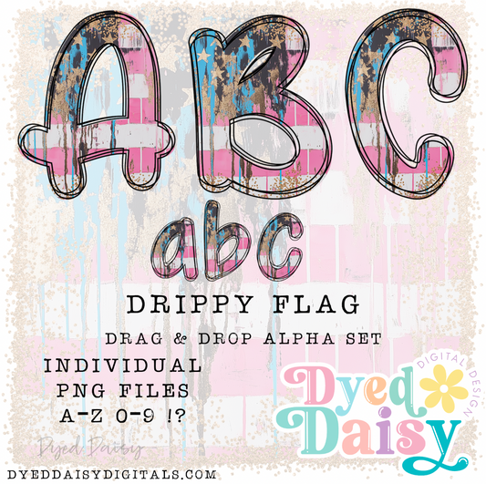 Drippy Flag Alpha Set Set Digital Download - 66 PNGs