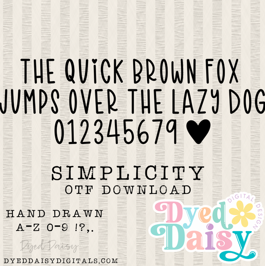 Simplicity OTF  - Digital Download - May 2026